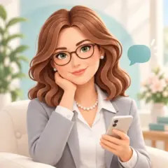 Q版緹妮老師拿著手機，代表和合術諮詢第一步：說明感情狀況
